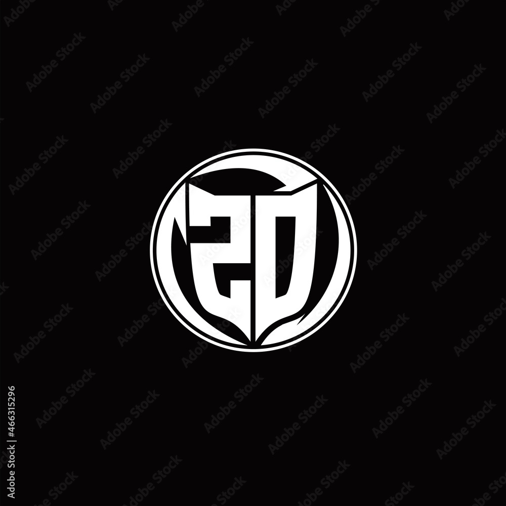 ZD Logo monogram shield shape with three point sharp rounded design template ZD Logo monogram shield shape with three point sharp rounded design template