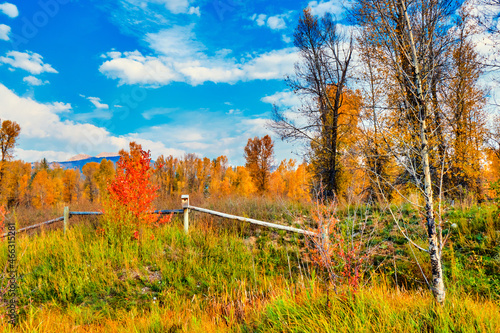 Teton mountain range Autumn landscape