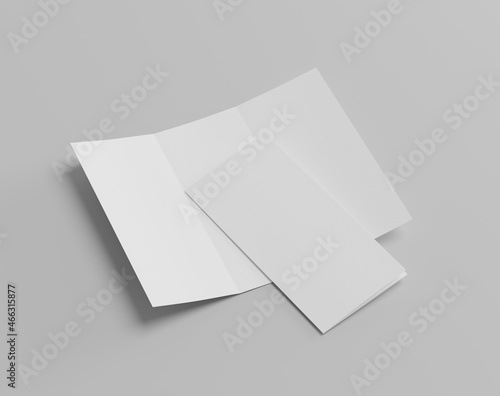 Blank tri fold paper on the empty background, a4 brouchure, three fold leaflet