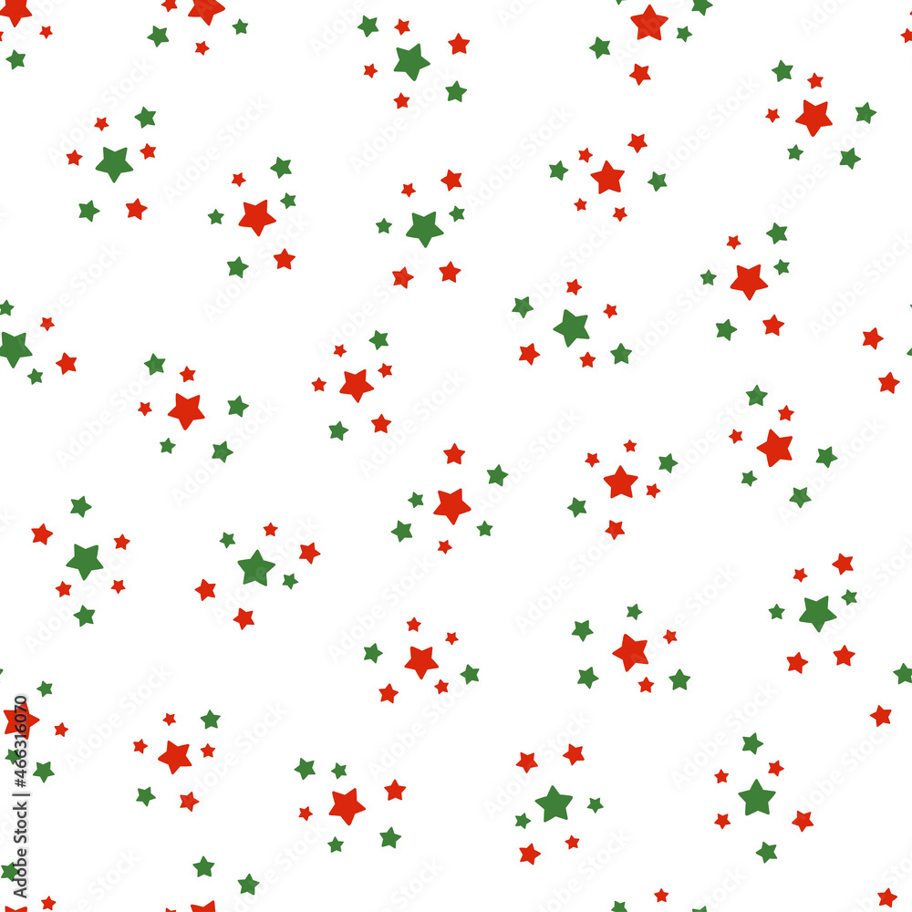 Seamless pattern with Christmas decoration. Green and red mixed dots pattern.