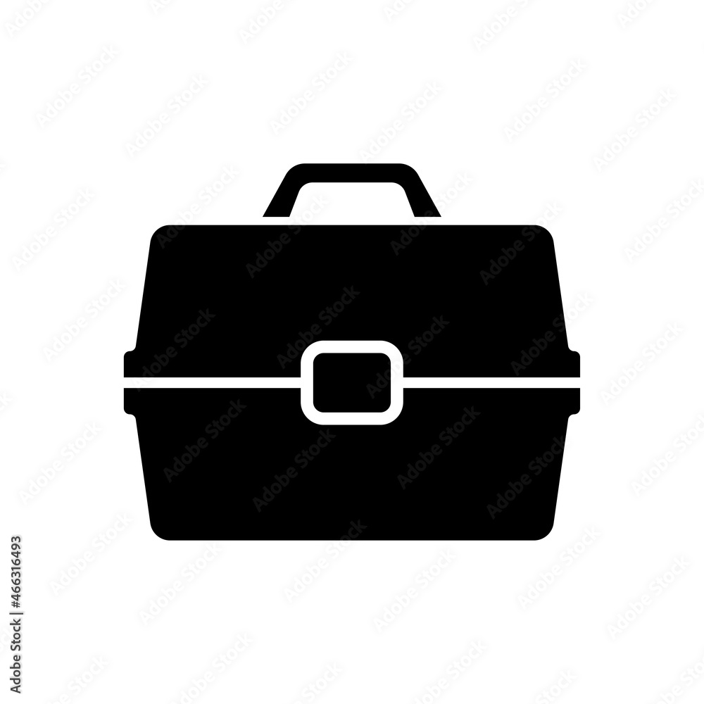 Tool box icon. Black silhouette. Front view. Vector simple flat graphic illustration. The isolated object on a white background. Isolate. Tool box icon. Black silhouette. Front view. Vector simple flat graphic illustration. The isolated object on a white background. Isolate.