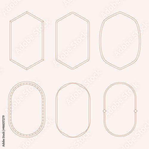 Set of decorative frames for logos and labels. Set templates in trendy linear minimal style.