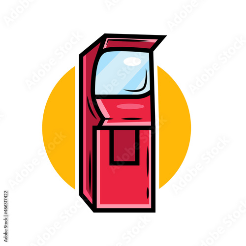 vector illustration colorful flat design arcade machine, old school game