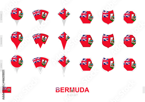 Collection of the Bermuda flag in different shapes and with three different effects.