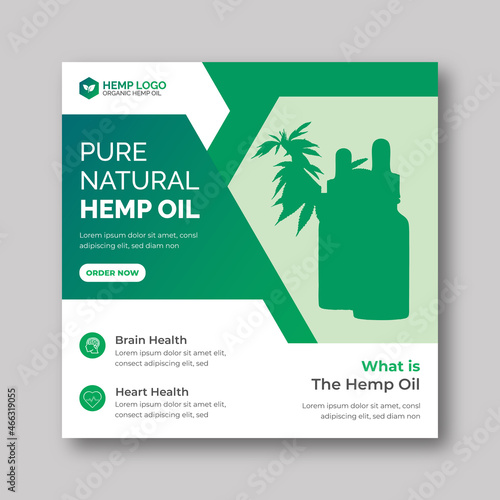 hemp product social media post template, CBD oil social media post, template is light green color, Hemp product cbd oil social media post template