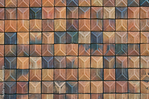 Terracotta tile wall texture in Thailand