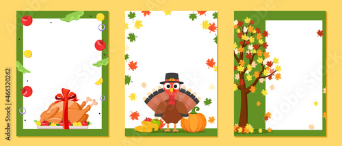 Bird turkey, meat poultry and tree with place for text. Copy space thanksgiving