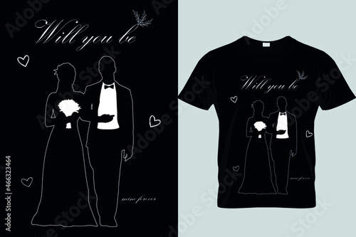 Valentine day special couple typography t-shirt design