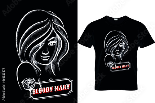 Bloody mary horror typography girl t-shirt design