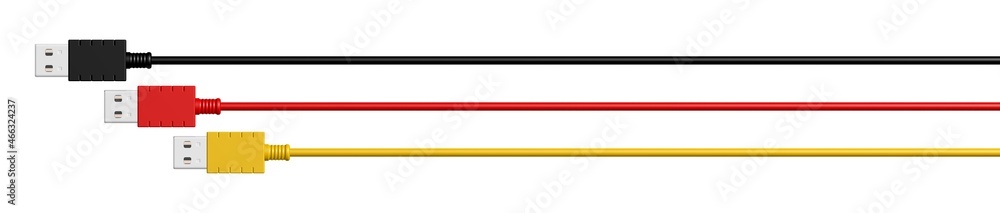 drei USB-Kabel in den Farben der deutschen Flagge drei USB-Kabel in den Farben der deutschen Flagge