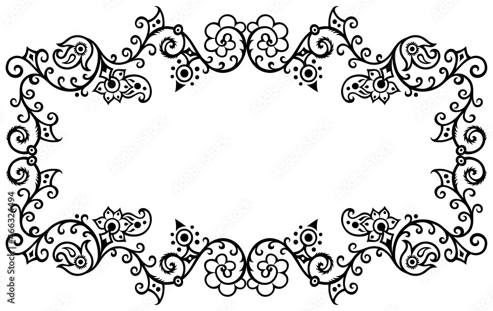 Floral hand drawn vector vintage border.
