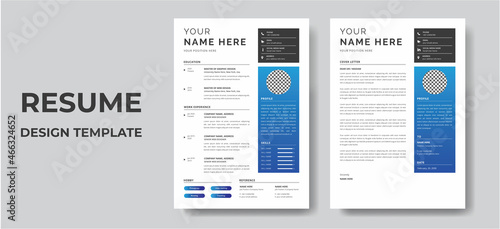 Clean Modern Resume and Cover Letter Layout Vector Template for Business Job Applications, Minimalist resume cv template, Resume design template, cv design, multipurpose resume design