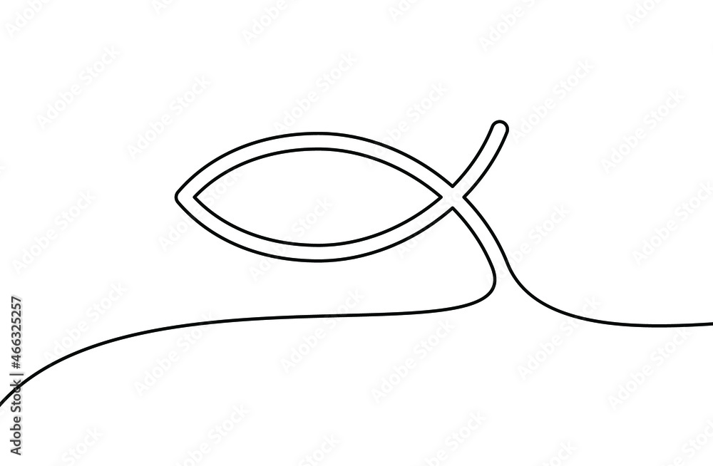 Christian fish line background. One continuous line drawing of religious fish. Vector illustration. Christian religion symbol Christian fish line background. One continuous line drawing of religious fish. Vector illustration. Christian religion symbol