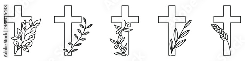 Tableau sur Toile Christian cross with plant