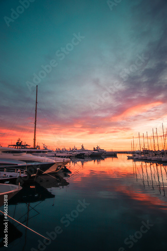 sunset over the harbor