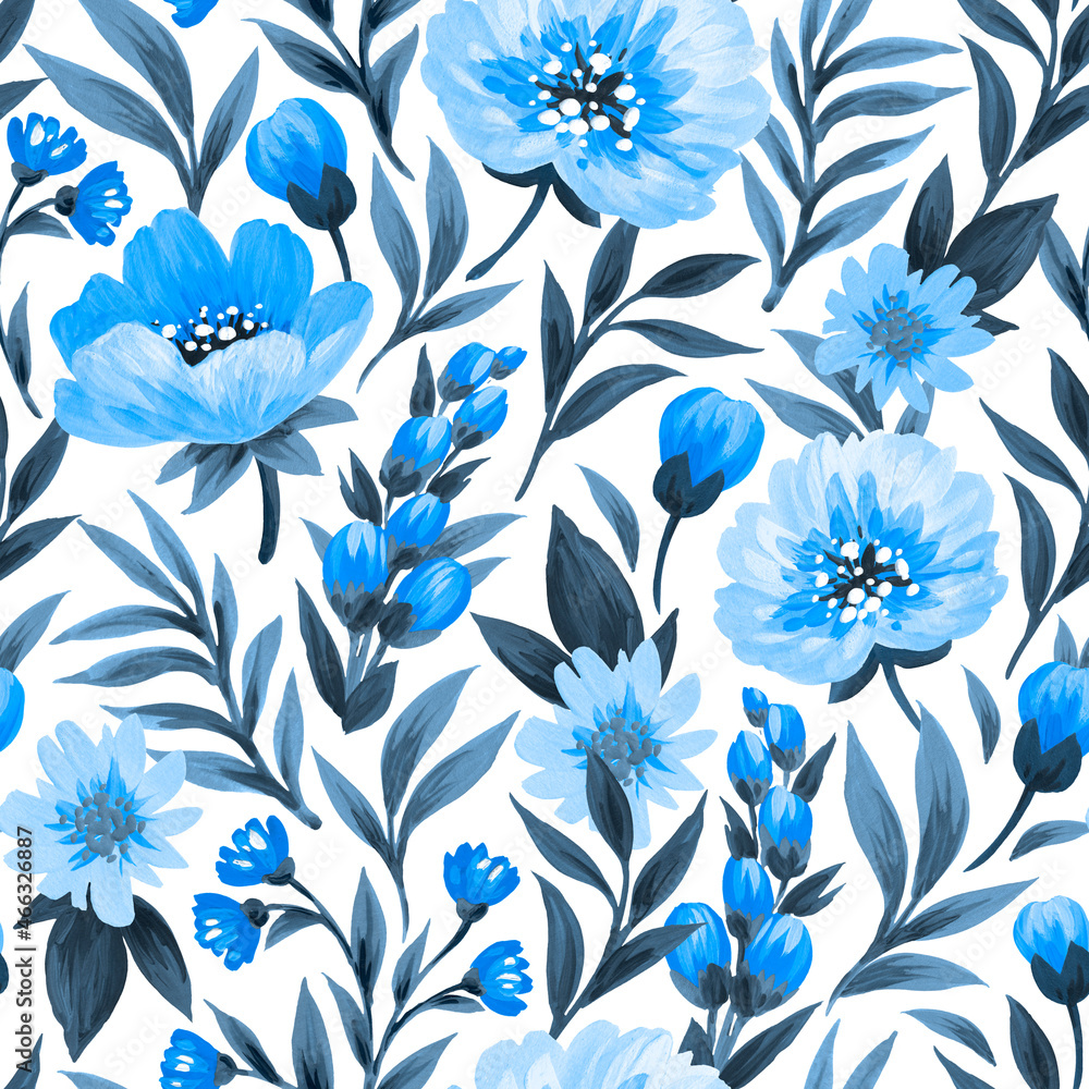 Seamless floral pattern. Design for wallpaper, fabric, wrapping paper, cover and more. Seamless floral pattern. Design for wallpaper, fabric, wrapping paper, cover and more.