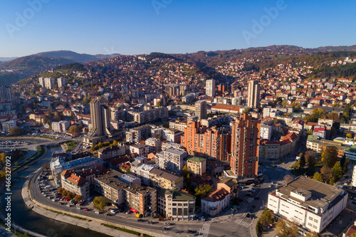Uzice, Aerial view panorama of City in Serbia © Adam Radosavljevic