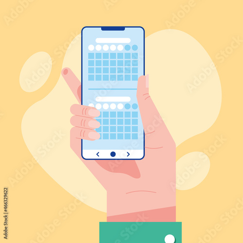 hand using smartphone planning