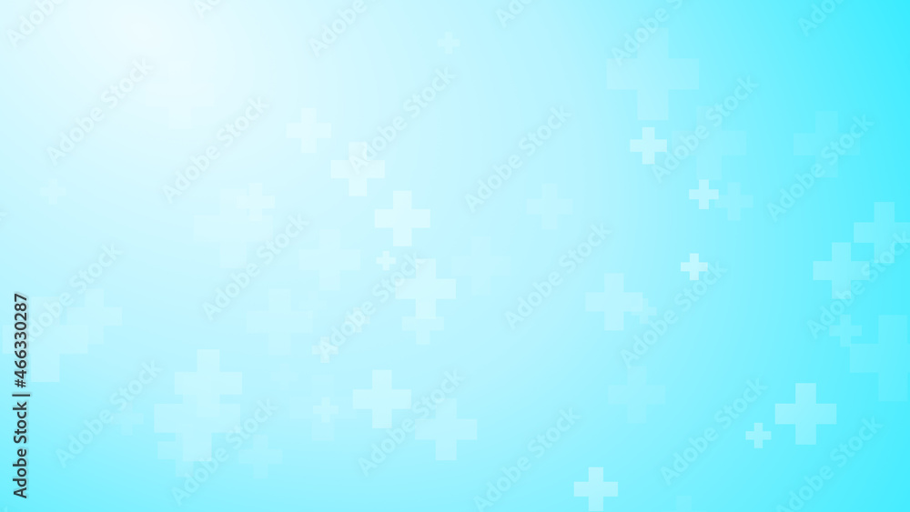 Medical health blue cross pattern background. Abstract healthcare technology and science concept.