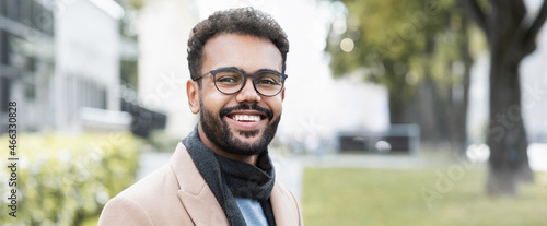 Fotografie Handsome joyful man autumn portrait