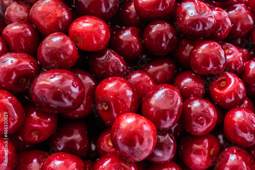 background of wild ripe cherries