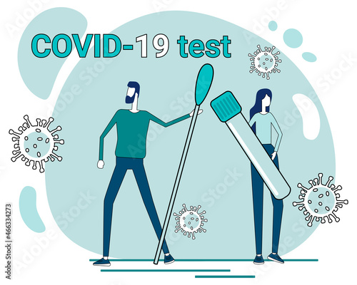 COVID-19 test.A call for safety and taking care of your health.Flat vector illustration.