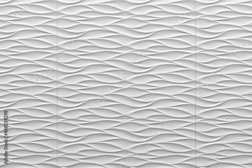 Fototapeta Naklejka Na Ścianę i Meble -  White seamless texture, Wavy background. Interior wall decoration, interior wall panel pattern, white background of abstract waves, 3d rendering