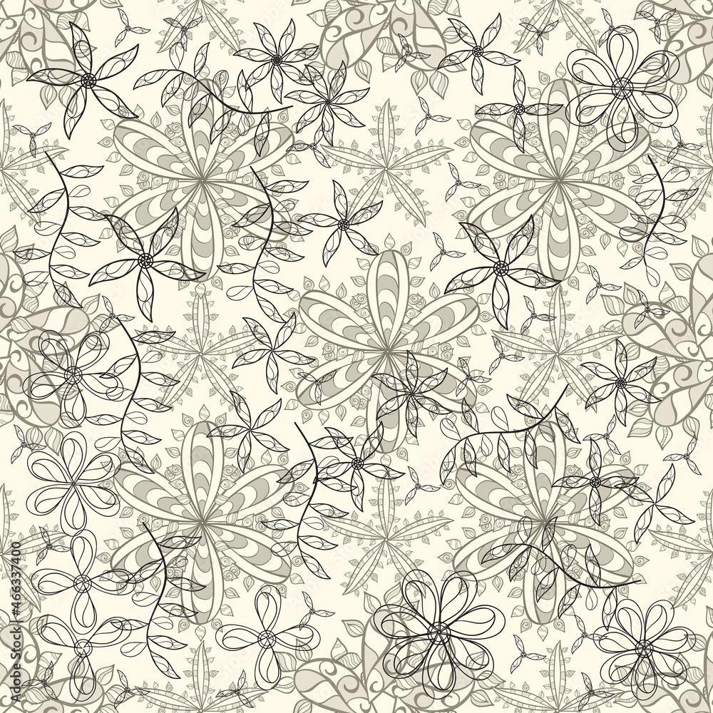 pattern with interesting doodles on colorfil background. Vector illustration.