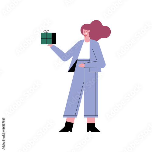 woman with gift present