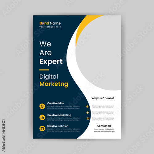 Simple corporate business flyer design template, poster flyer pamphlet brochure cover design layout space for photo background, vector illustration template in A4 size