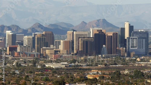 Downtown Phoenix Arizona Skyline Zoom In