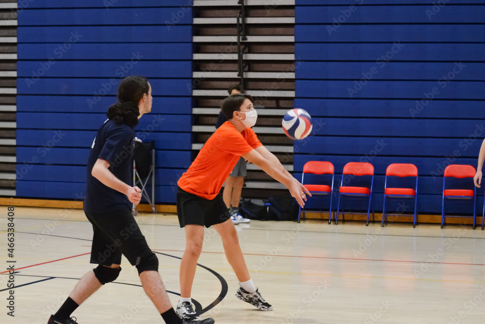 Volleyball player passing the ball