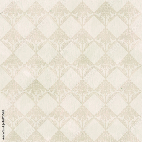 Kraft paper texture with irise flowers pattern. Watercolor in beige tones. Monochromatic background. 
