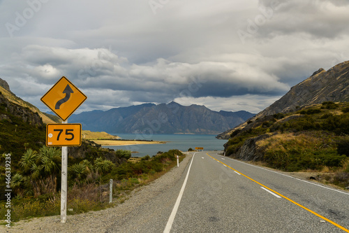 the road that leads to Lake Hawea