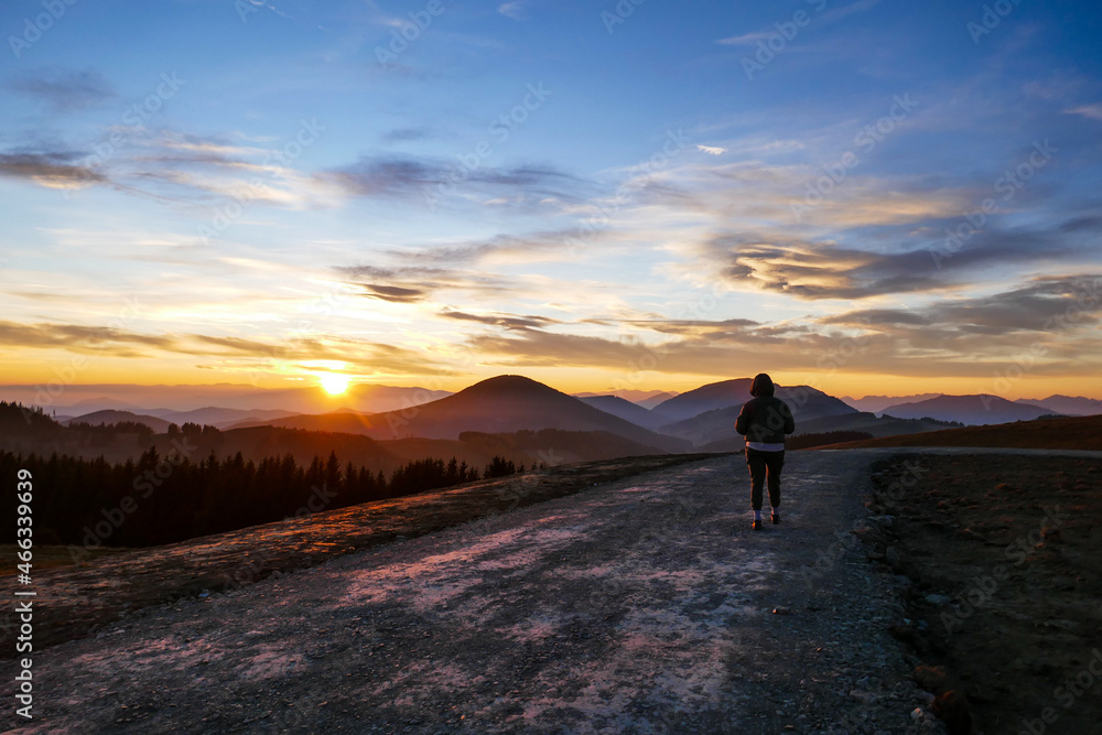 Mountains in Austria. Landscape and sunset in the mountains.