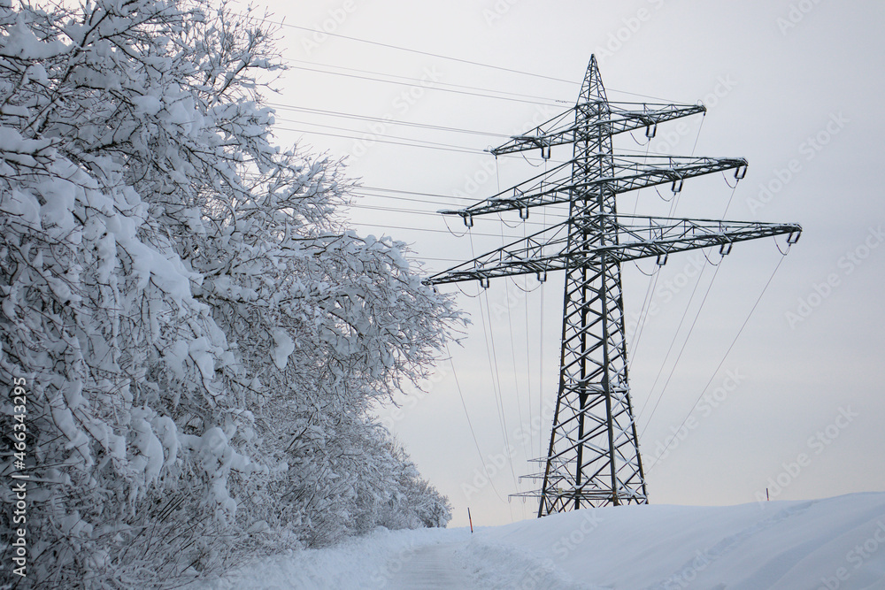 power lines in winter power lines in winter