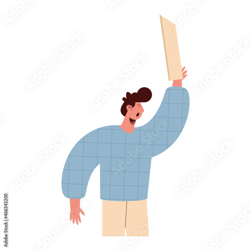 man protesting character