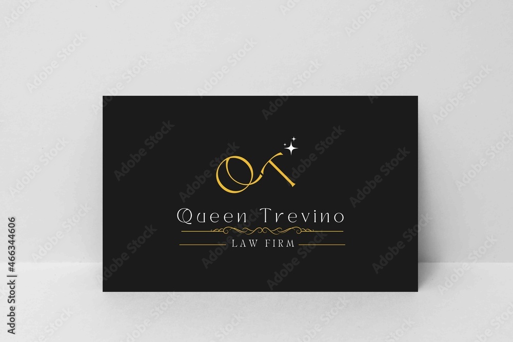 black and gold  letter Q and T for personal lawyer logo design