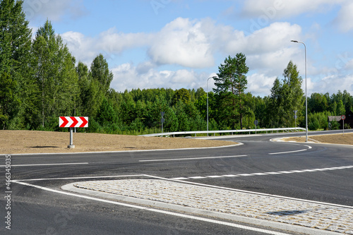 reconstructed road section with a new roundabout
