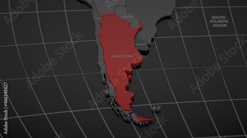 Highlighted by red Argentina on gray world map	
