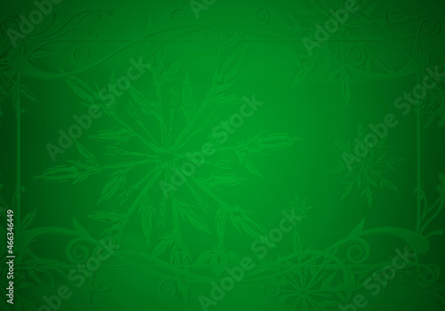 Fondo verde navideño con copo de nieve.