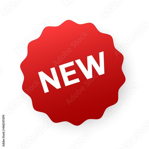 New sticker. Red new product or collection badge. Vectornewest stamp