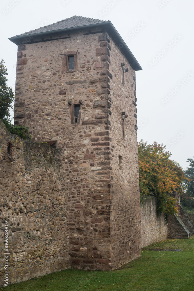 View of the famous medieval fortifications in Bergheim - France View of the famous medieval fortifications in Bergheim - France