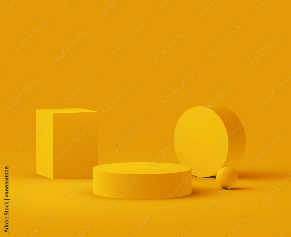 3d yellow podium minimal studio background. Abstract 3d geometric shape object illustration render.Display for summer holiday product. 3d yellow podium minimal studio background. Abstract 3d geometric shape object illustration render.Display for summer holiday product.
