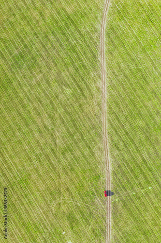 Red car in the green field ...