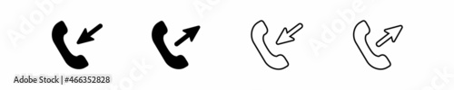 Outgoing and incoming call icons set.