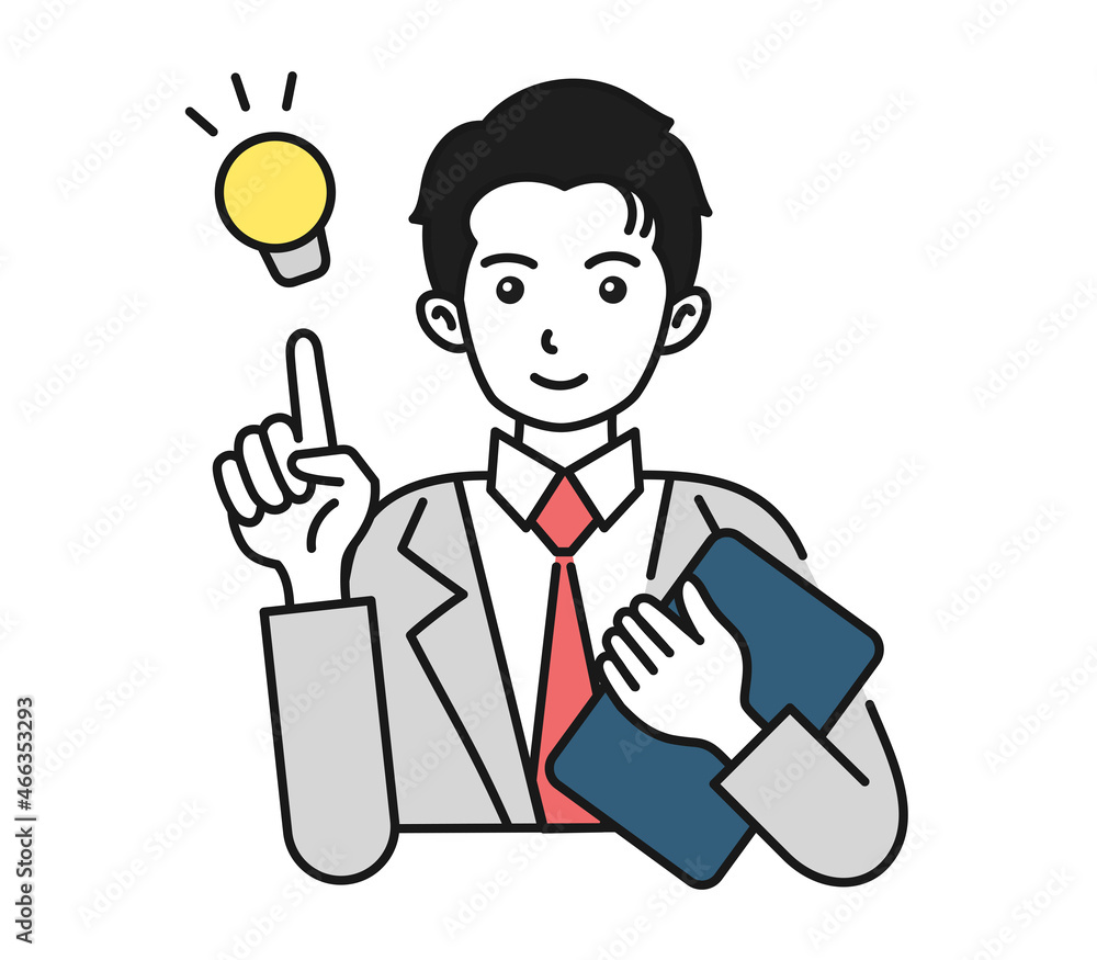 提案をする男性のイラスト　ビジネスシーン用の素材