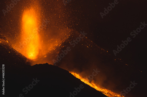 volcanic eruption in Cumbre vieja on September 19, 2021. El Paso. La Palma. Canary Islands. Spain 