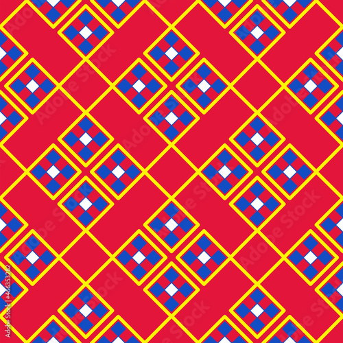 Εκτύπωση καμβά Geometric pattern of rhombic on red background