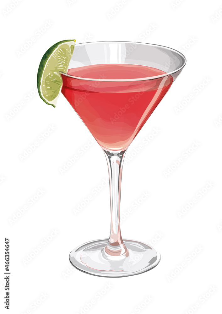 Cosmopolitan cocktail illustration isolated on a white background